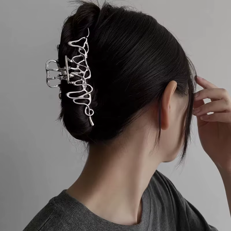 Ruoshui femme nouveauté épingles à cheveux irrégulières Style Punk métal argent griffes Barrettes femmes accessoires