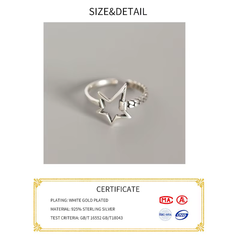 2020 offre spéciale argent 925 étoile bague pour les femmes de mariage 100% 925