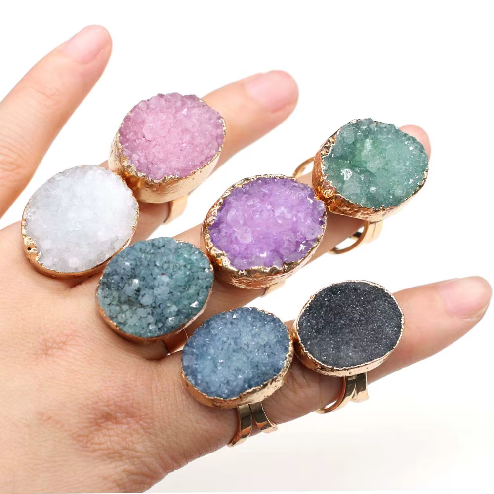 Bague Druzy d'agates irrégulières
