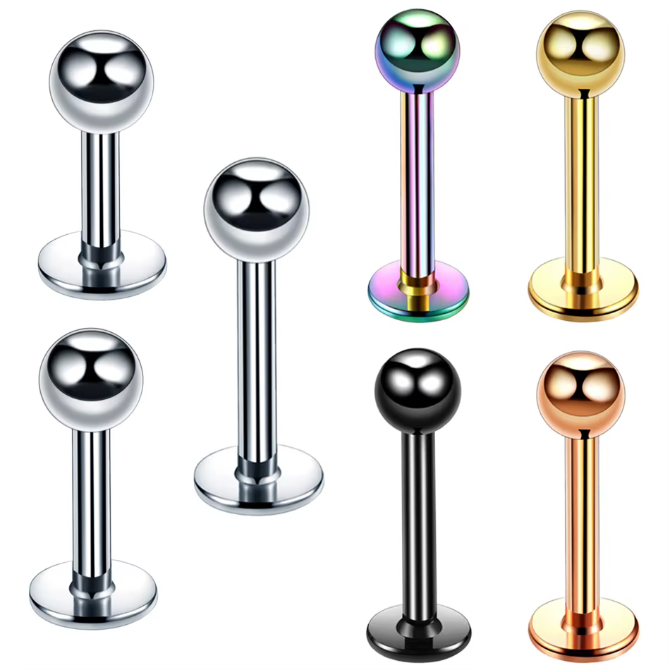 H-S Lot 1 pièce en acier chirurgical couleurs assorties Labret Stud lèvre Piercing oreille Cartilage Tragus Helix anneau mode charmant bijoux