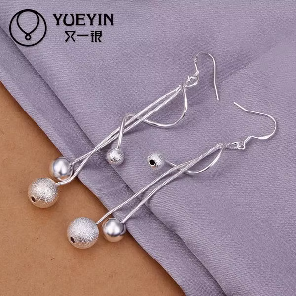 Boucles d'oreilles pendantes plaquées argent pour femmes
