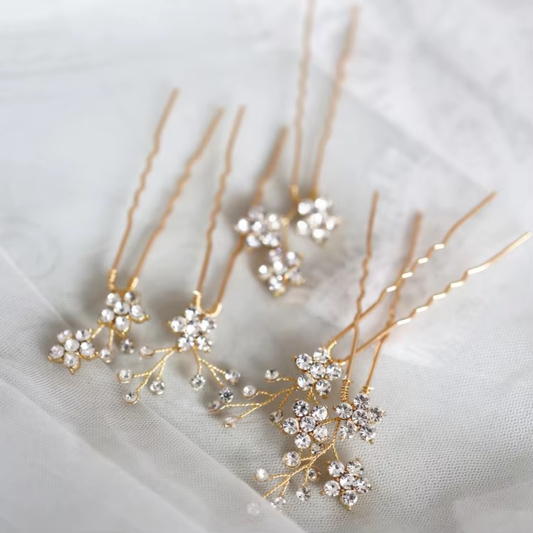 Jonnafe Shine strass fleur mariage épingles à cheveux ensemble or argent couleur mariée cheveux bijoux accessoires