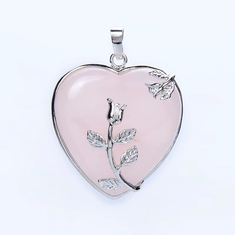 Collier pendentif fleur rose pour femme