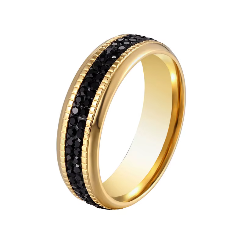 Bague en Zircon noir Double cercle moyen