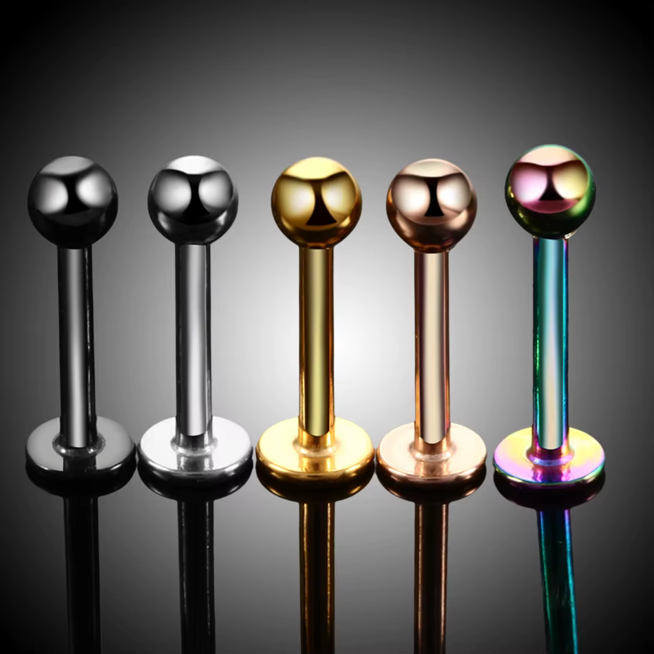 H-S Lot 1 pièce en acier chirurgical couleurs assorties Labret Stud lèvre Piercing oreille Cartilage Tragus Helix anneau mode charmant bijoux