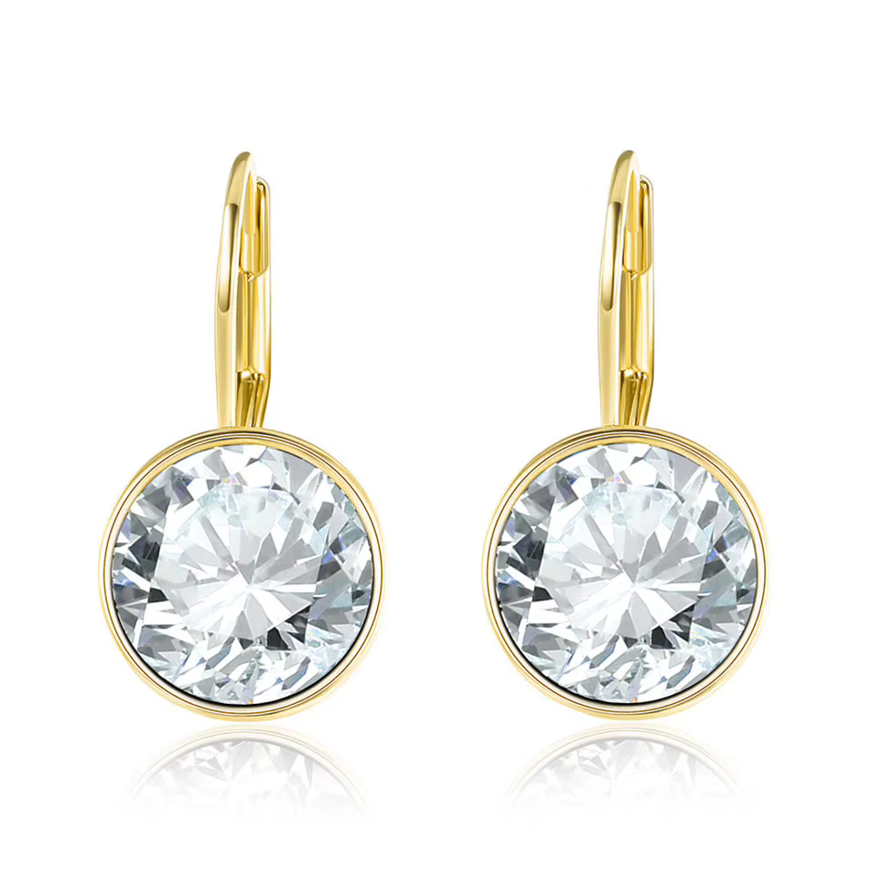 Boucles d'oreilles colorées en cristaux de mode avec breloque plaquée couleur Rhodium pour femmes