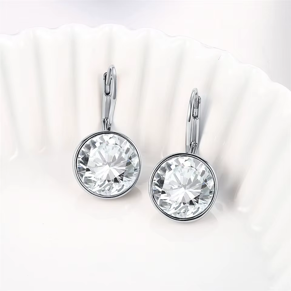 Boucles d'oreilles colorées en cristaux de mode avec breloque plaquée couleur Rhodium pour femmes