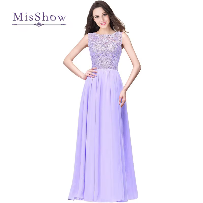 Misshow-Robe de demoiselle d'honneur en mousseline de soie et dentelle