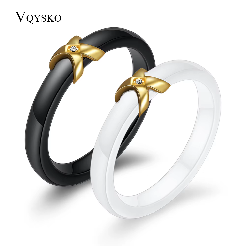 Bague de transfert en céramique noire et blanche