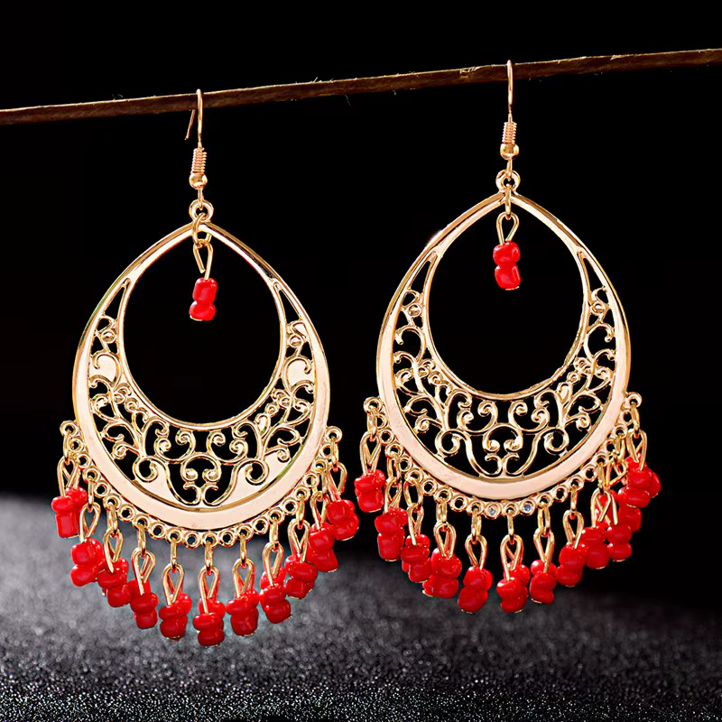Boucles d'oreilles indiennes Imitation de pierres précieuses