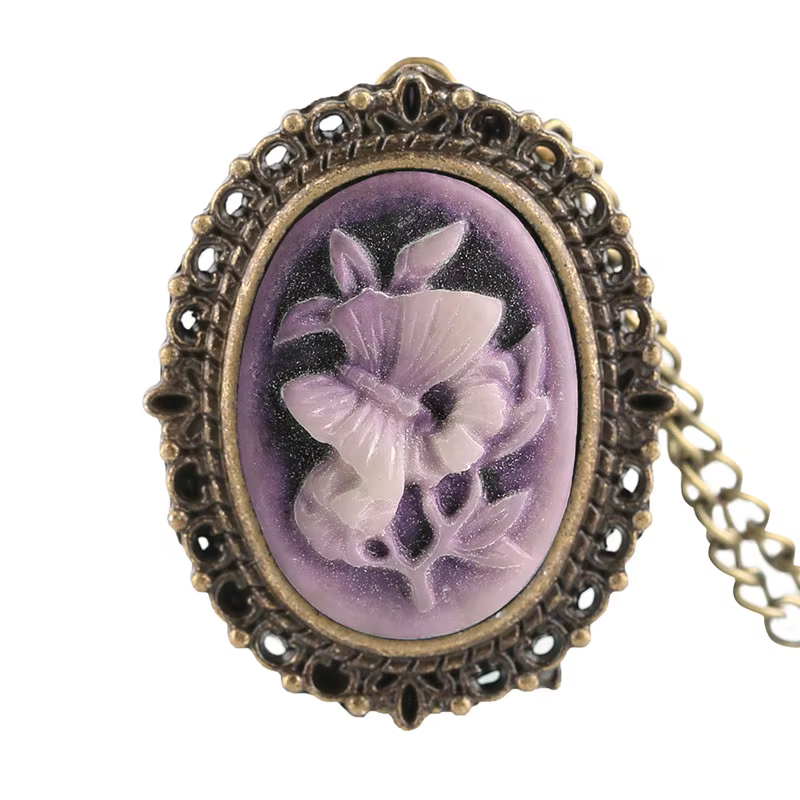 Montre de poche à quartz vintage en bronze pour femme
