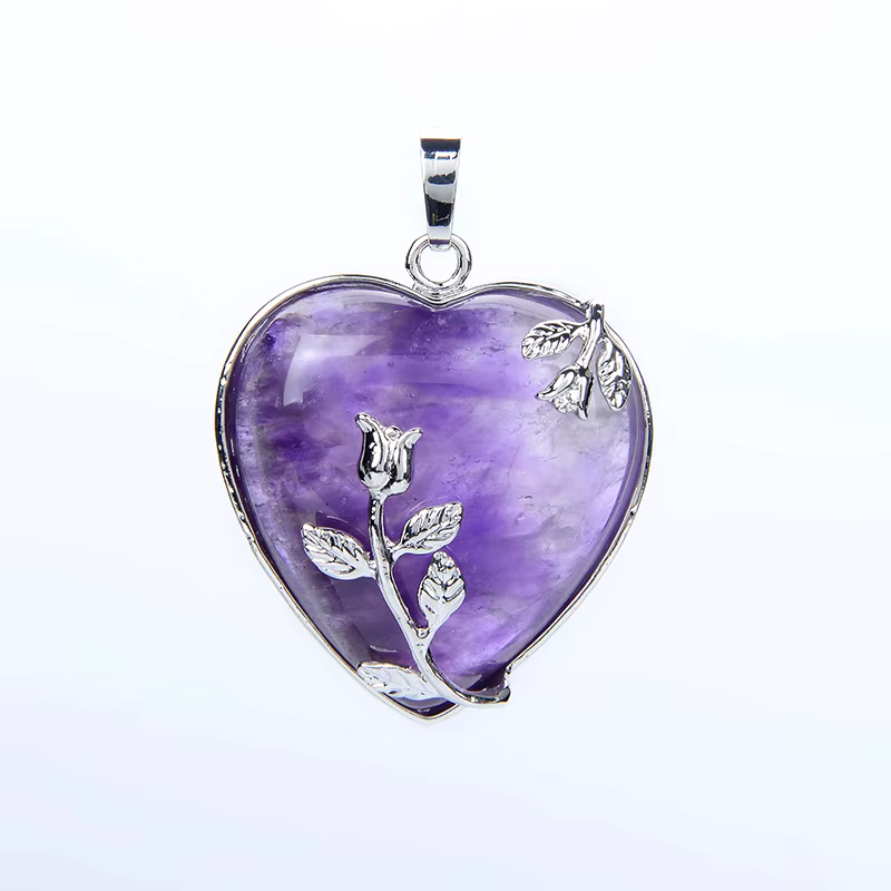 Collier pendentif fleur rose pour femme
