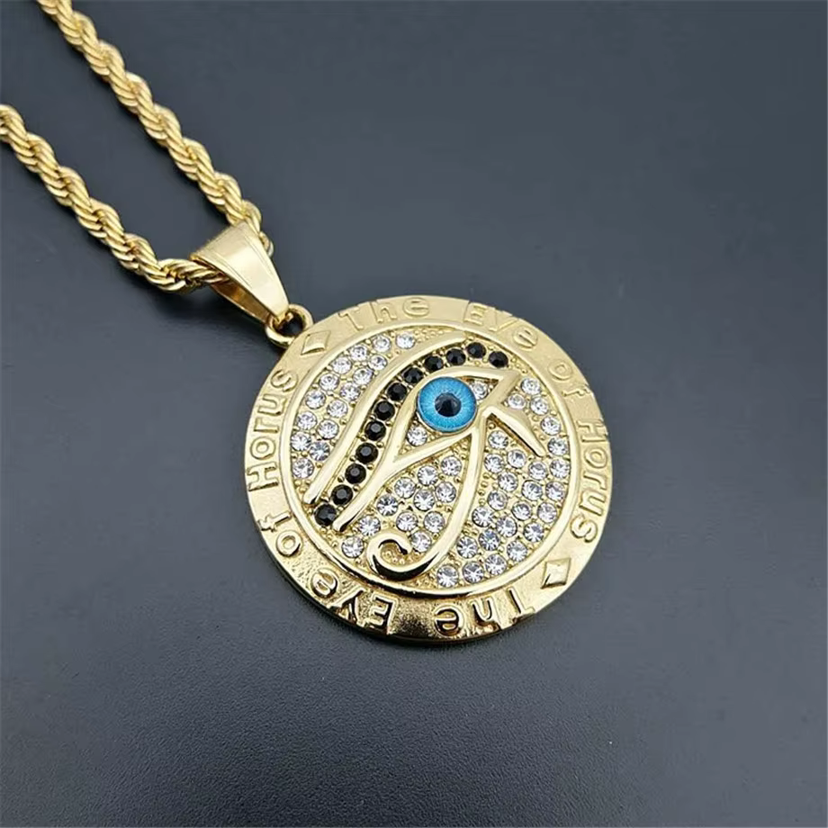 Collier avec pendentif et chaîne œil d'horus en acier inoxydable