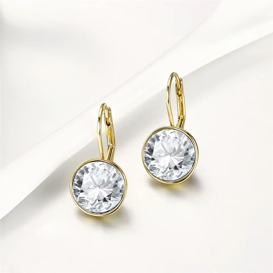 Boucles d'oreilles colorées en cristaux de mode avec breloque plaquée couleur Rhodium pour femmes