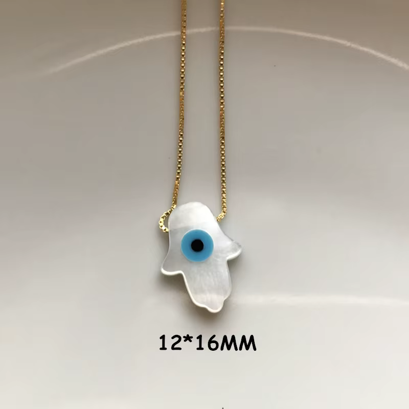 Collier ras-de-cou avec pendentif en coquille MOP œil de chat bleu