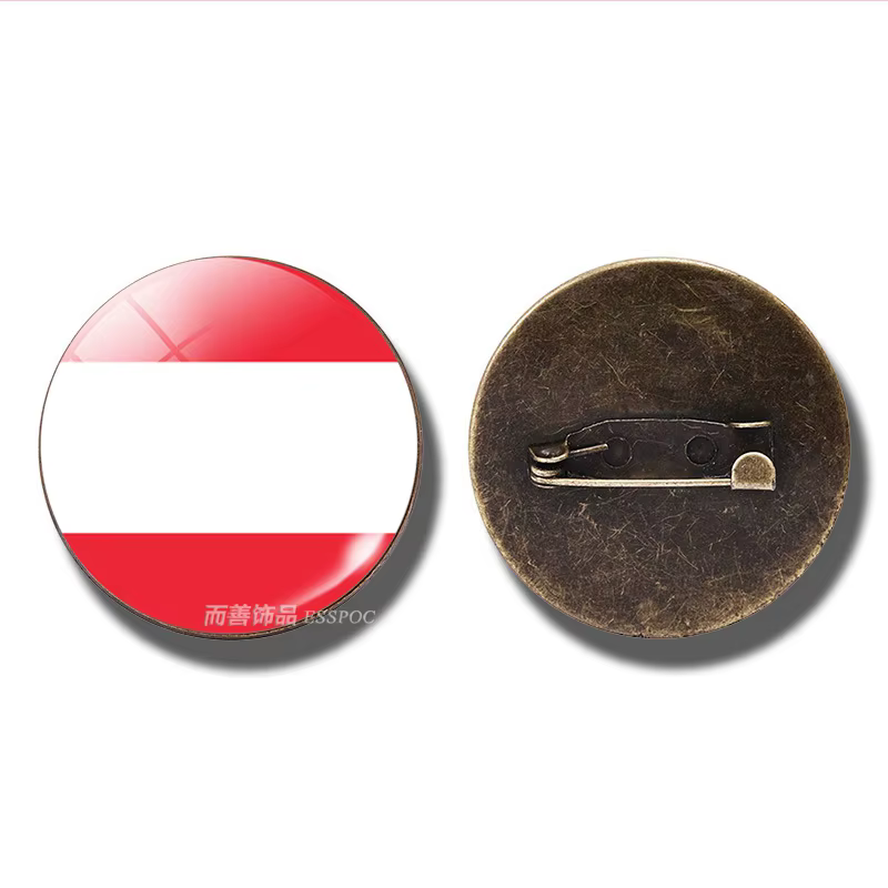 Broche ronde en verre avec sensation de pays