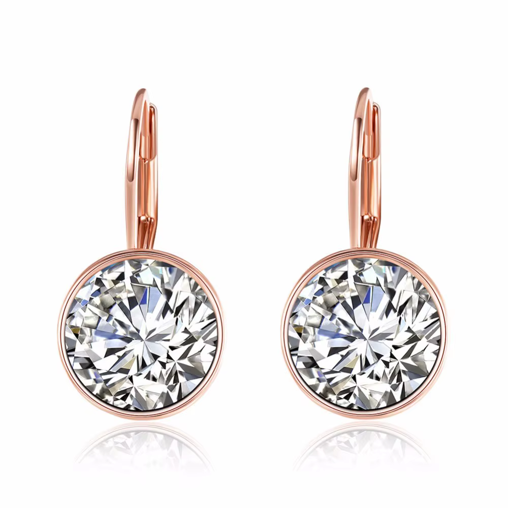 Boucles d'oreilles colorées en cristaux de mode avec breloque plaquée couleur Rhodium pour femmes