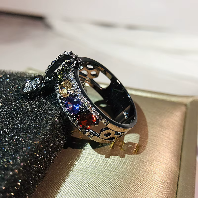 Bagues de mariage remplies d'or noir vintage pour femmes