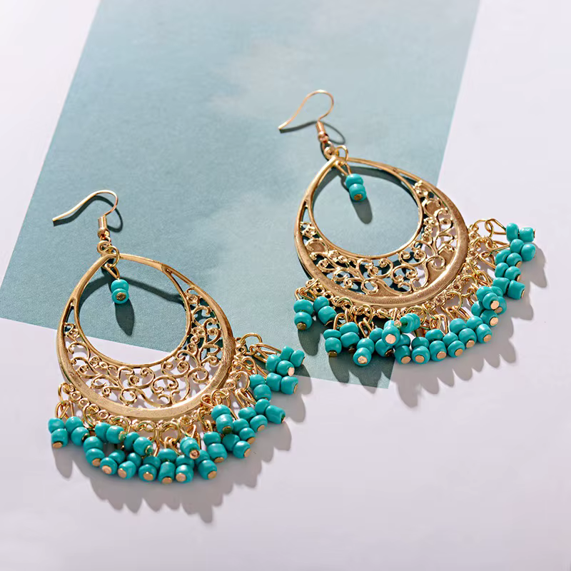 Boucles d'oreilles indiennes Imitation de pierres précieuses