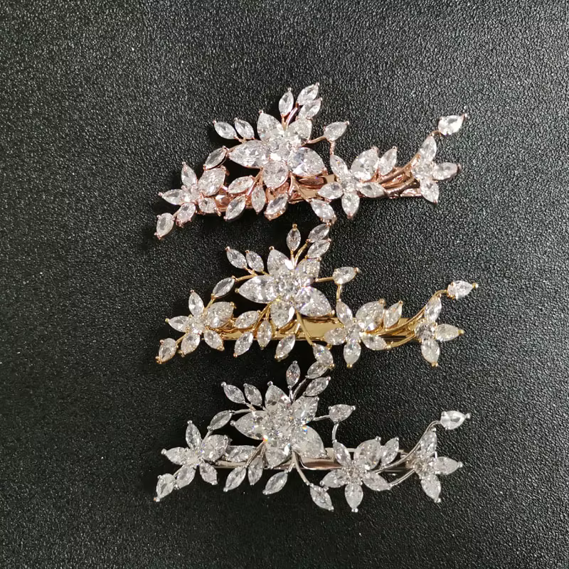 SLBRIDAL – Barrettes à cheveux en zircone cubique transparente