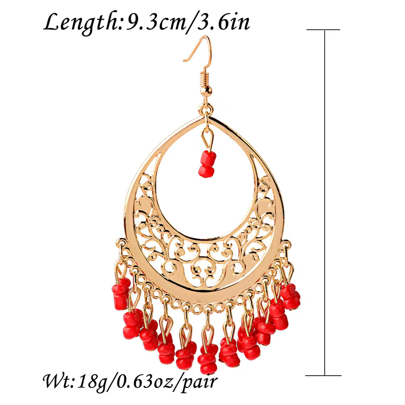 Boucles d'oreilles indiennes Imitation de pierres précieuses