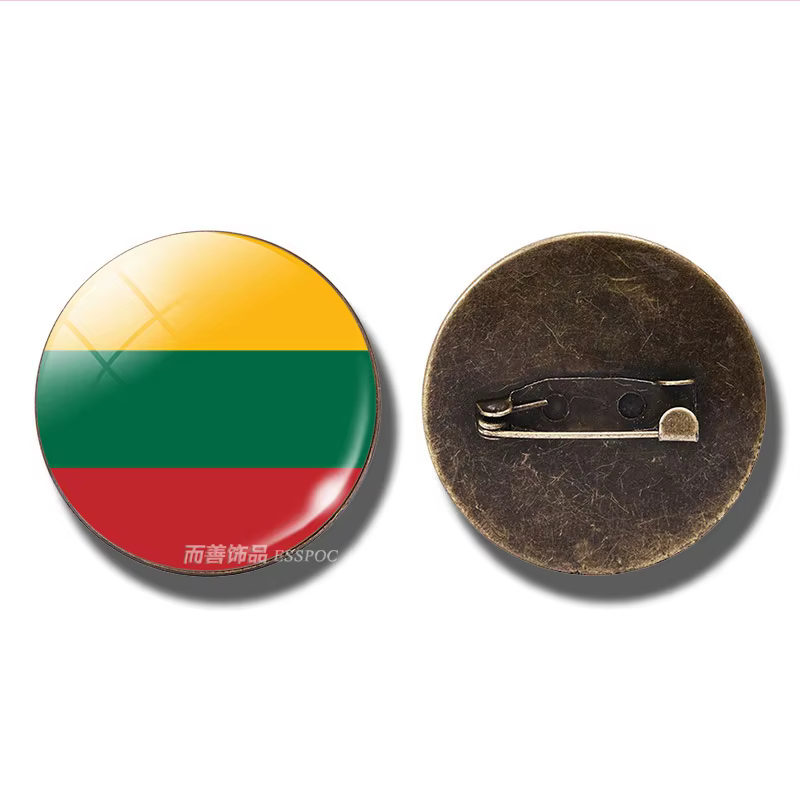 Broche ronde en verre avec sensation de pays