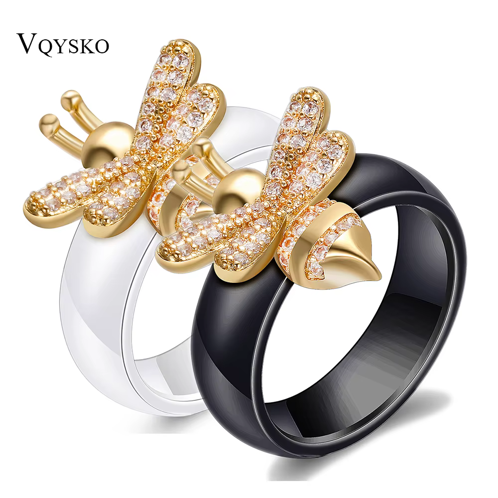 Bague de fiançailles en cristal abeille pour femmes