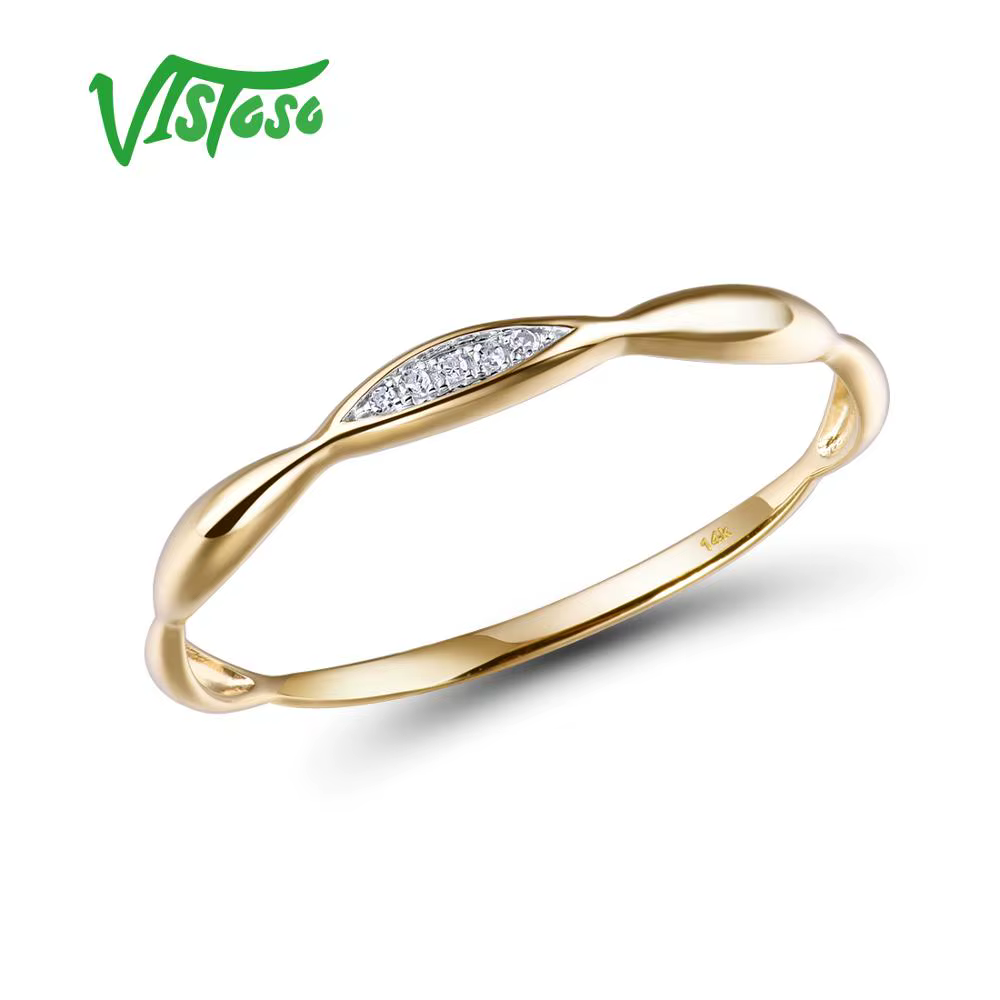 VISTOSO bagues en or pour femmes véritable 14 K bague en or jaune/blanc brillant diamant promesse