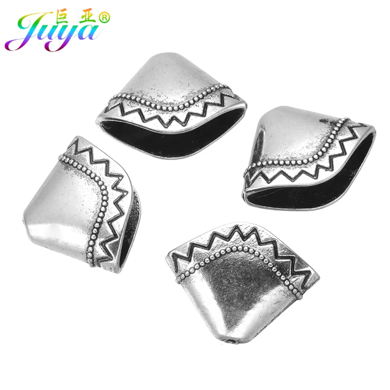 Juya – capuchons de perles couleur argent antique