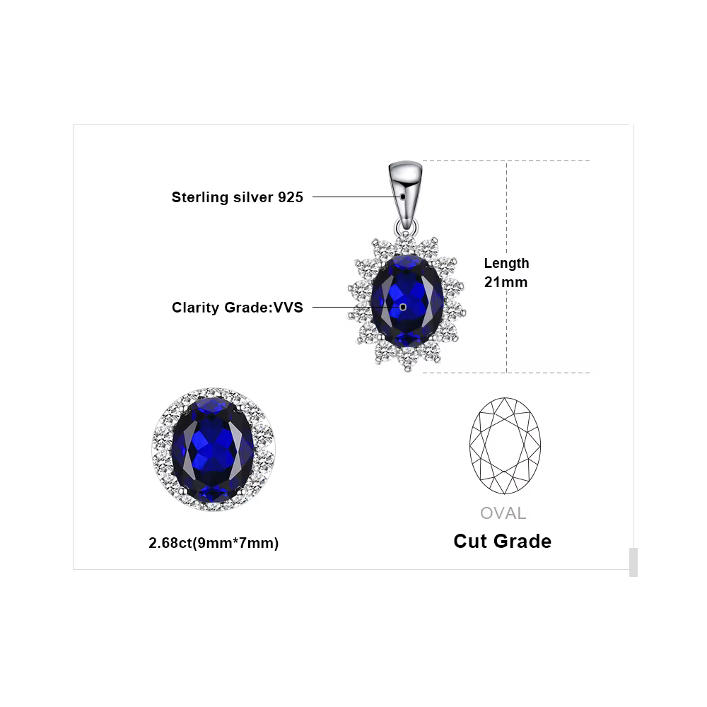 Collier pendentif princesse Diana en argent Sterling 925