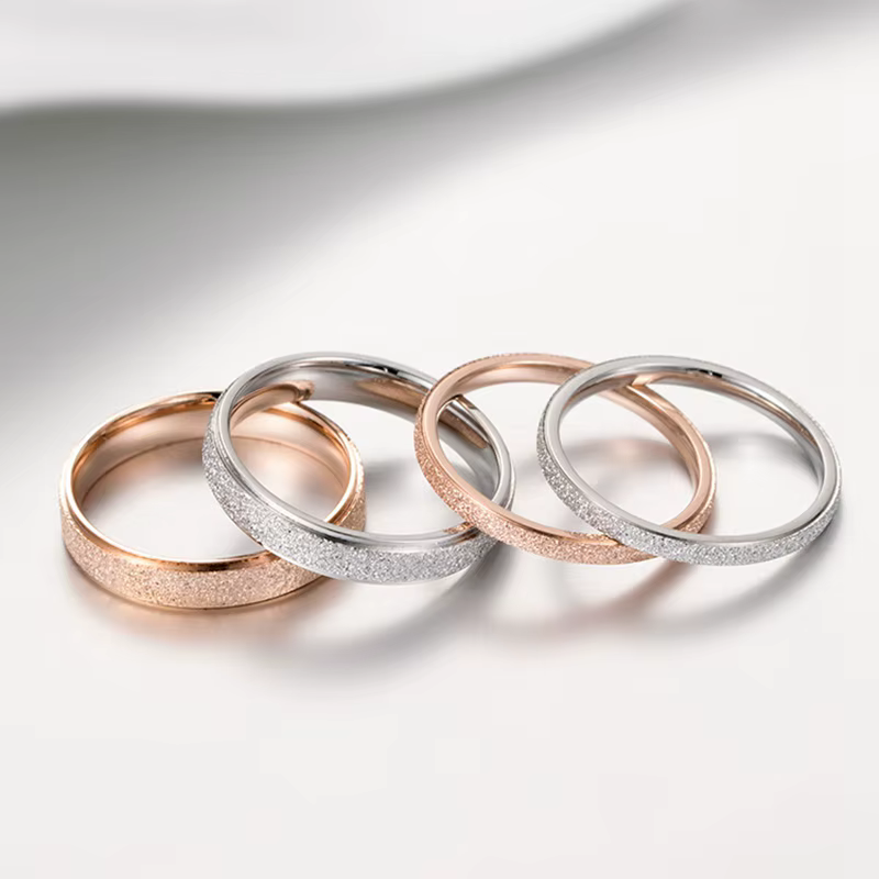 Bague classique Simple mat étroite/large en acier titane pour femmes, anneau de queue tendance, couleur or Rose/argent, bijoux de mariage, cadeau