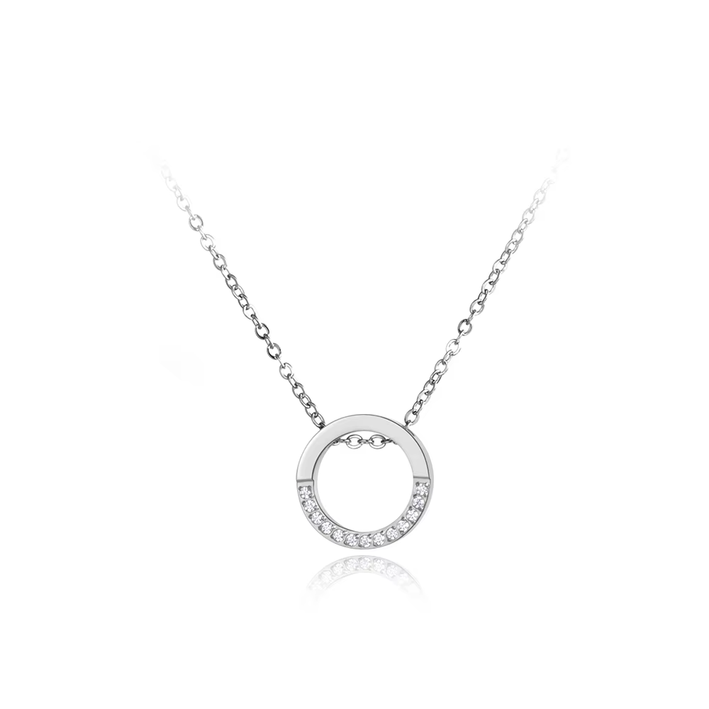 Chaîne à la mode bijoux cercle pendentif AAA strass couleur or Rose collier ras du cou pour les femmes cadeau de noël