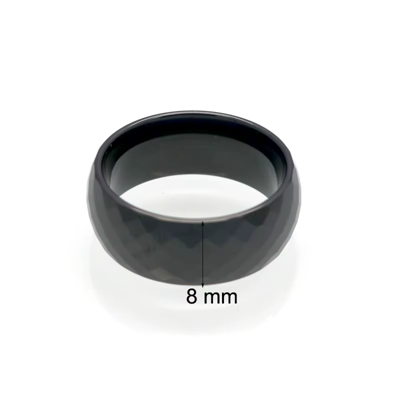 8MM de large anneaux confort ajustement Multi facettes hommes femmes blanc noir Bague en céramique marque de