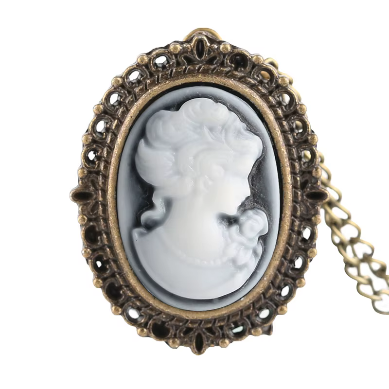 Montre de poche à quartz vintage en bronze pour femme