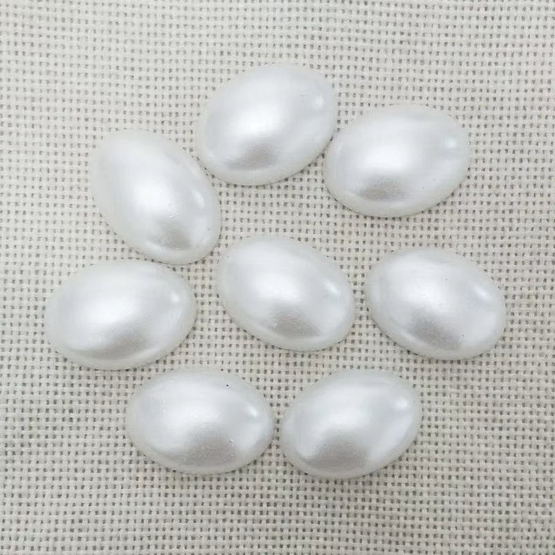 Cabochon camée lunette dos plat imitation narperle perles
