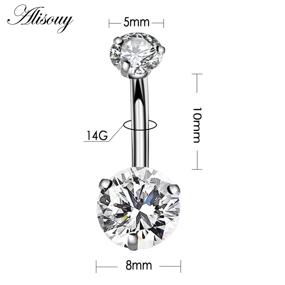 Alisouy – anneau de nombril en cristal de Style Zircon AAA