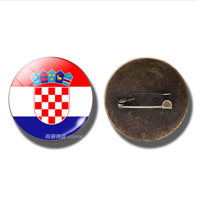 Broche ronde en verre avec sensation de pays