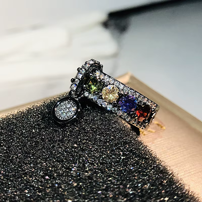Bagues de mariage remplies d'or noir vintage pour femmes