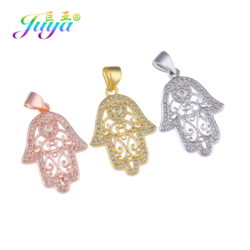 Juya bricolage bijoux turcs résultats à la main Hamsa Fatima pendentif à breloques pour femmes hommes Bracelet collier faisant