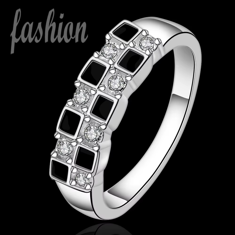 Bague plaquée argent avec cristal incrusté pour femme