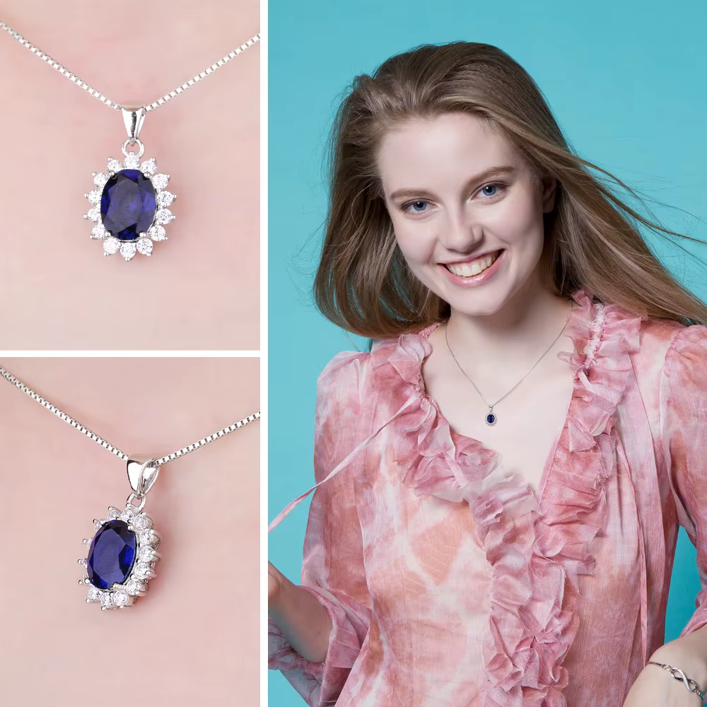 Collier pendentif princesse Diana en argent Sterling 925