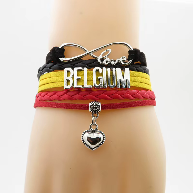Bracelet avec breloque drapeau de la Belgique