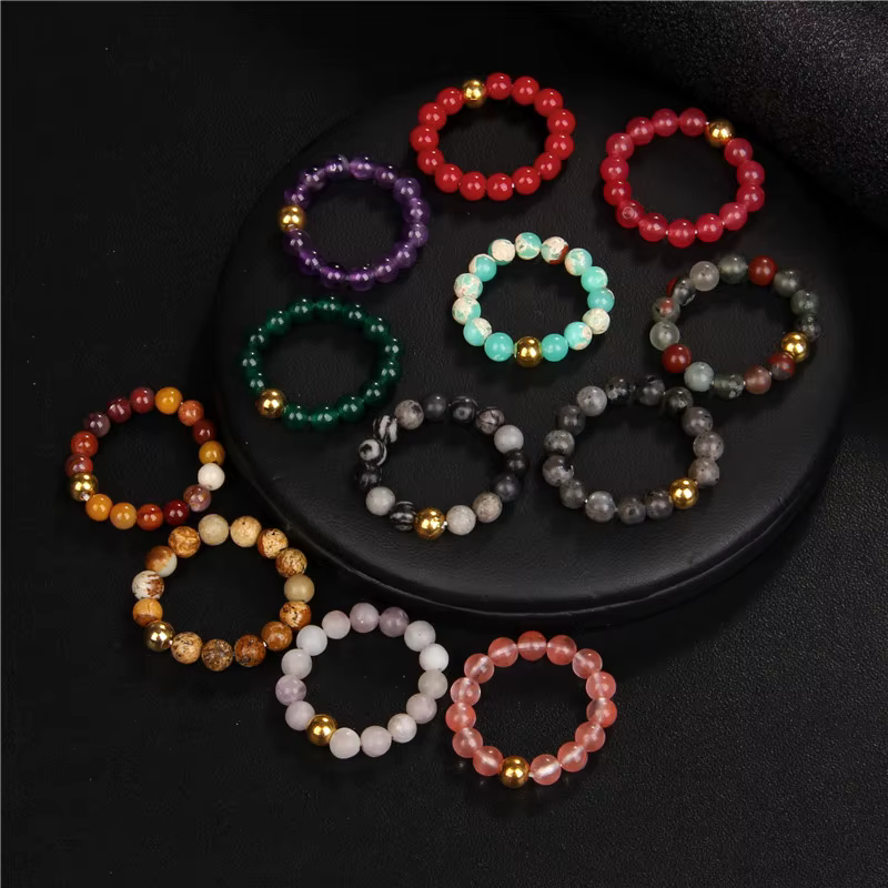 Anneau de guérison perlé en pierre de quartz de napquartz pour femme