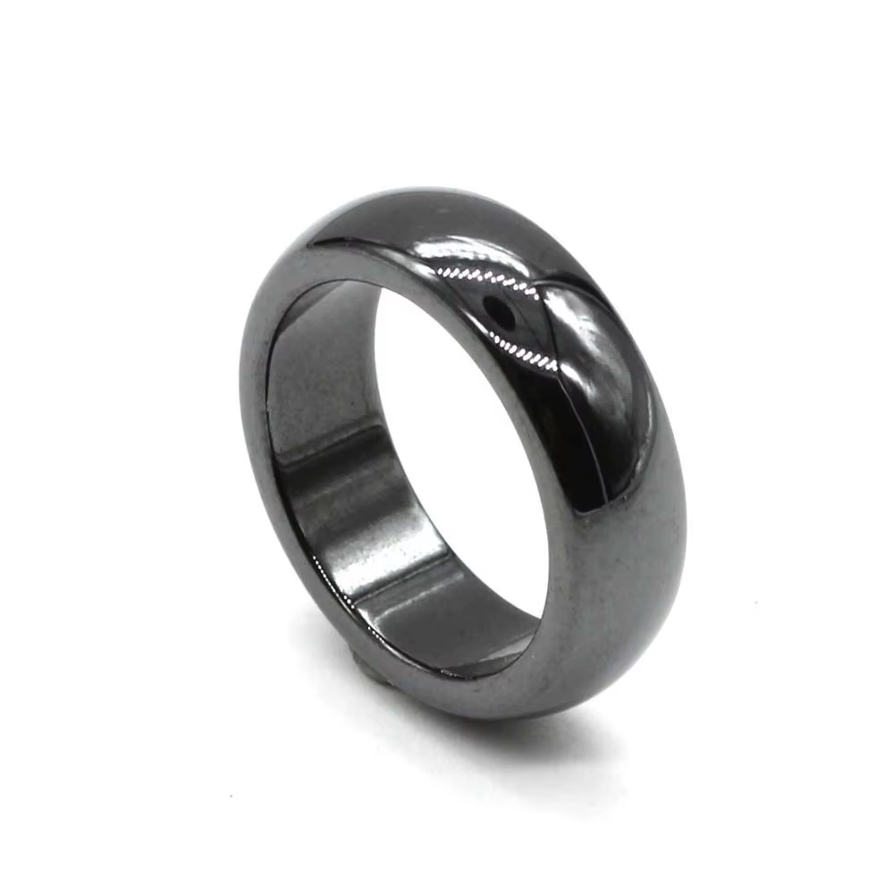 Bague en pierre de guérison magnétique en hématite noire naturelle