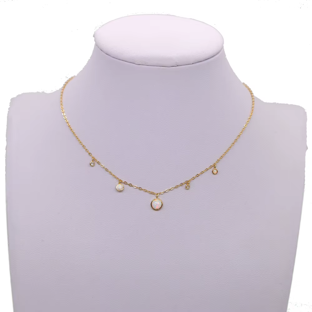 Véritable 925 argent pierres de lune cz station bijoux chaîne femmes élégantes superbe belle opale blanche pendentif collier fashio colliers
