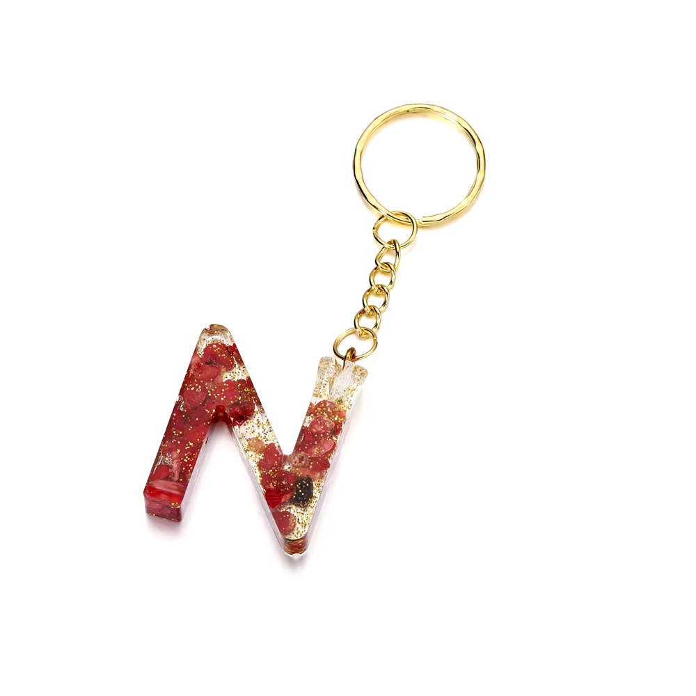Porte-clés rond fendu en rhodium