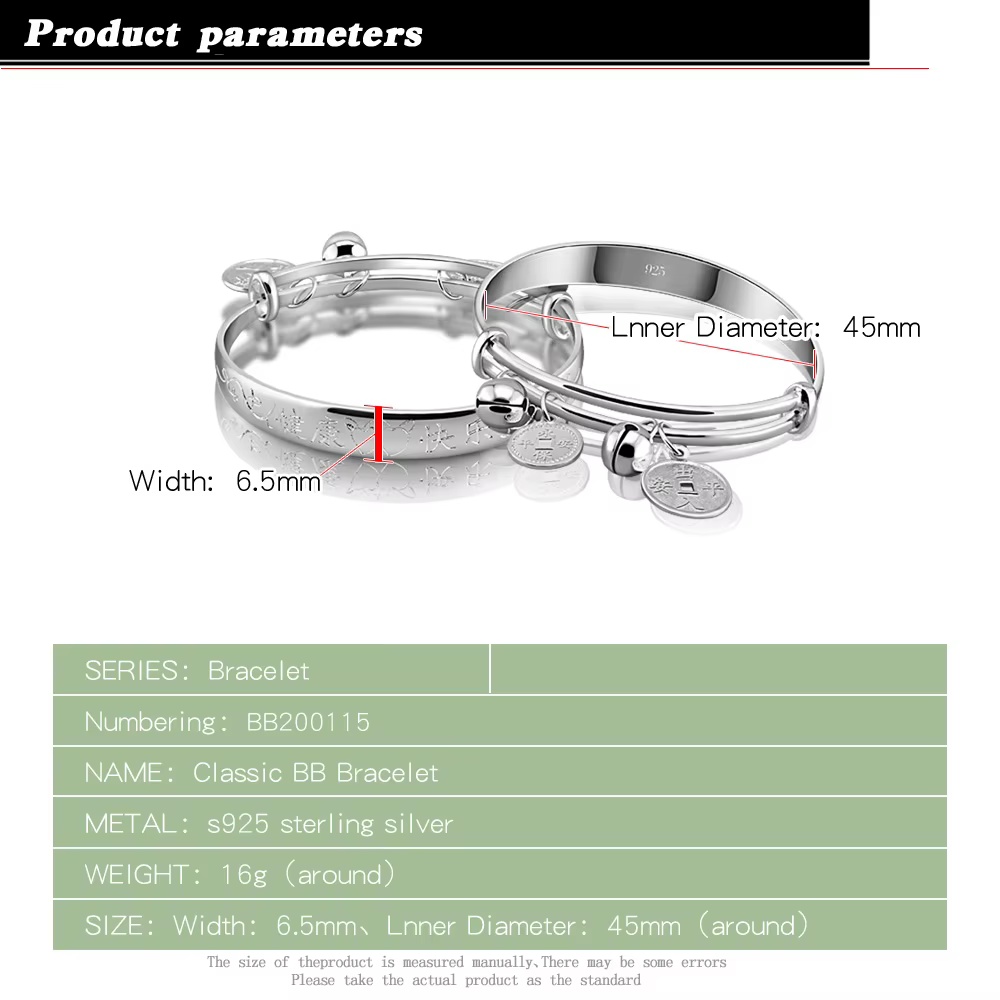 Bracelet de oral ille Vintage en Argent Massif Sterling 925
