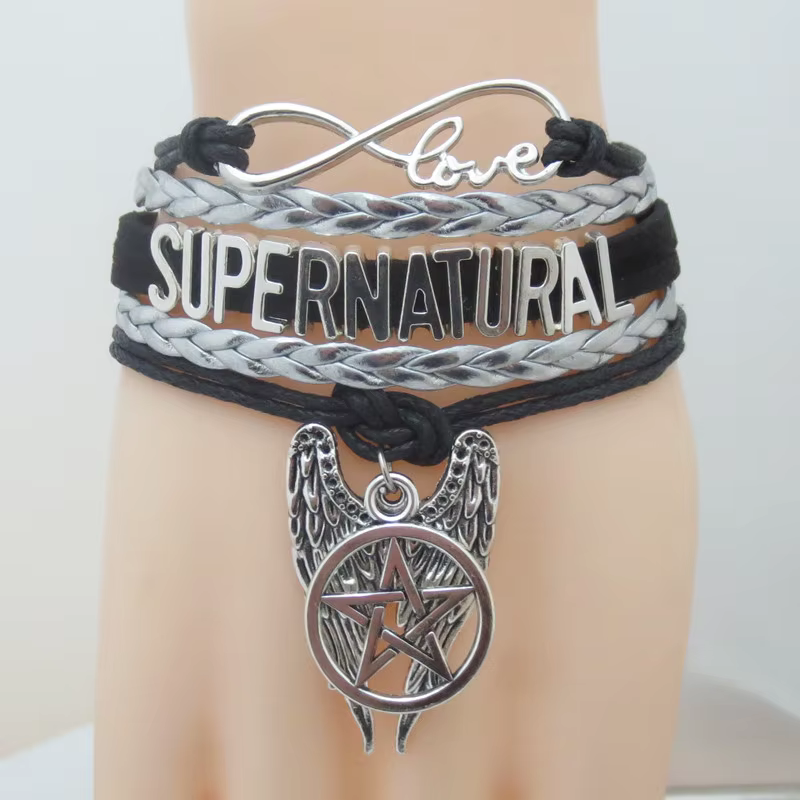 Amour surnaturel Bracelet pentagramme ailes bracelets porte-bonheur