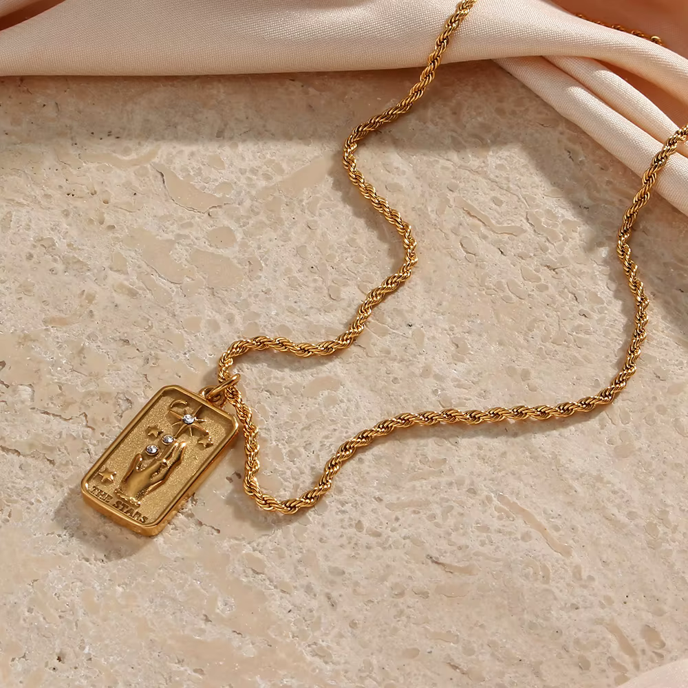 Collier de Tarot en acier inoxydable pour femmes