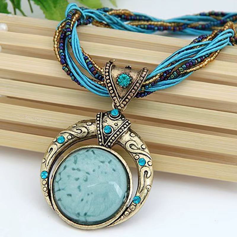 Collier Vintage bijoux mode populaire rétro bohême Style multicouche perles chaîne cristal Grain pendentif